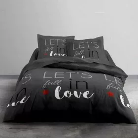 Bedding set TODAY Love Grey Double bed 240 x 260 cm by TODAY, Sheets and pillowcases - Ref: S7109811, Price: 46,02 €, Discoun...