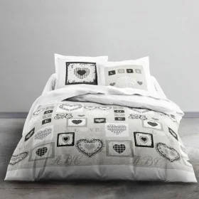 Bedding set TODAY Hearts White Double bed 240 x 260 cm by TODAY, Sheets and pillowcases - Ref: S7109833, Price: 44,03 €, Disc...