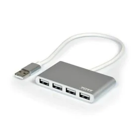 Hub USB 4 Ports Port Designs 900120 Argenté Blanc/Gris de Port Designs, Hubs USB - Réf : S7115272, Prix : 35,99 €, Remise : %