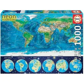 Puzzle Educa World Map Neon 16760.0 1000 Peças de Educa, Puzzles - Ref: S7124006, Preço: 33,59 €, Desconto: %