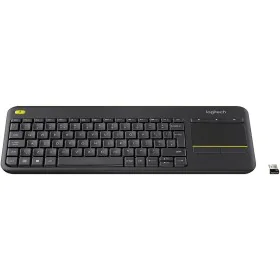 Tastatur Logitech K400 Plus Schwarz Wireless Bluetooth Touchpad AZERTY TV Französisch von Logitech, Tastaturen - Ref: S713412...