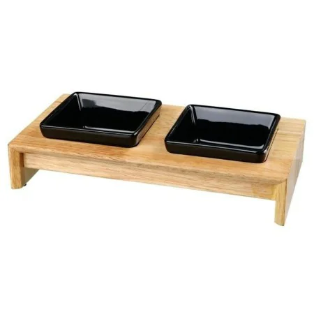 Dog Feeder Trixie 24820 Double Wood Ceramic 200 ml 28 x 5 x 15 cm by Trixie, Raised feeding bowls - Ref: S7140181, Price: 33,...