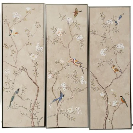 Set of 3 pictures Romimex polystyrene Canvas Birds 123 x 123 x 5 cm by Romimex, Paintings - Ref: D1616389, Price: 301,07 €, D...