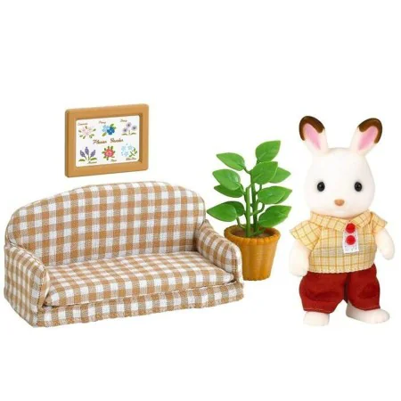 Figurine d’action Sylvanian Families Papa Rabbit Chocolate and Living Room de Sylvanian Families, Poupées et figurines d'acti...