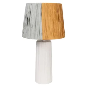 Lampada da tavolo Romimex Bianco Marrone Grigio Ceramica 25 x 47 x 25 cm di Romimex, Lampade da tavolo e abat-jour - Rif: D16...