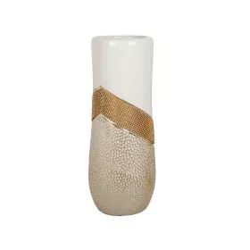 Florero Romimex Blanco Dorado Cerámica 15 x 38 x 15 cm de Romimex, Jarrones - Ref: D1616813, Precio: 42,08 €, Descuento: %