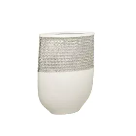 Florero Romimex Blanco Plateado Cerámica 21 x 28 x 9 cm de Romimex, Jarrones - Ref: D1616821, Precio: 45,59 €, Descuento: %