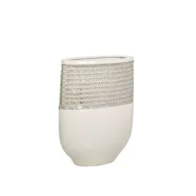 Vaso Romimex Bianco Argentato Ceramica 18 x 25 x 9 cm di Romimex, Vasi - Rif: D1616822, Prezzo: 41,12 €, Sconto: %