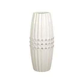 Florero Romimex Blanco Plateado Cerámica 13 x 32 x 13 cm de Romimex, Jarrones - Ref: D1616833, Precio: 38,32 €, Descuento: %