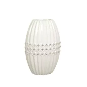 Florero Romimex Blanco Plateado Cerámica 19 x 29 x 13 cm de Romimex, Jarrones - Ref: D1616835, Precio: 46,33 €, Descuento: %