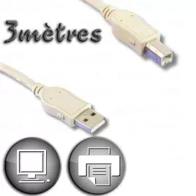 Câble USB 2.0 A vers USB B Lineaire 3 m Beige de Lineaire, Câbles USB - Réf : S7167408, Prix : 20,28 €, Remise : %