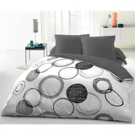 Jeu de draps HOME LINGE PASSION Blanc Cercles Gris clair 220 x 240 cm de HOME LINGE PASSION, Draps et taies d'oreiller - Réf ...