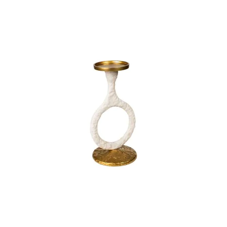 Candleholder Romimex White/Gold Aluminium 14 x 25 x 13 cm Circle by Romimex, Candelabras and candle holders - Ref: D1617159, ...