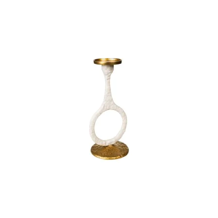 Bougeoir Romimex Blanc/Or Aluminium 15 x 31 x 14 cm Cercle de Romimex, Bougeoirs et chandeliers - Réf : D1617160, Prix : 38,9...