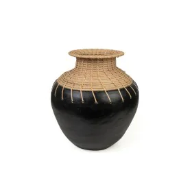 Vase Romimex Black Natural Ceramic Rattan 25 x 30 x 25 cm by Romimex, Vases - Ref: D1617229, Price: 70,54 €, Discount: %