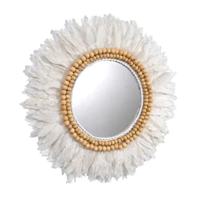 Miroir mural Romimex Blanc Plumes 80 x 3 x 80 cm Rond de Romimex, Miroirs muraux - Réf : D1617260, Prix : 138,79 €, Remise : %