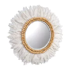 Miroir mural Romimex Blanc Plumes 80 x 3 x 80 cm Rond de Romimex, Miroirs muraux - Réf : D1617260, Prix : 132,80 €, Remise : %