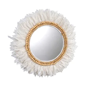 Miroir mural Romimex Blanc Plumes 60 x 3 x 60 cm Rond de Romimex, Miroirs muraux - Réf : D1617261, Prix : 133,21 €, Remise : %