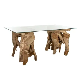 Dining Table Romimex Natural Glass Teak 180 x 75 x 100 cm by Romimex, Dining Tables - Ref: D1617262, Price: 1,00 €, Discount: %