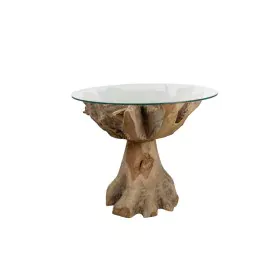 Mesa de apoio Romimex Natural Vidro Teca 80 x 75 x 80 cm de Romimex, Jogos de móveis - Ref: D1617263, Preço: 1,00 €, Desconto: %