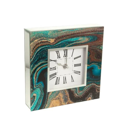 Table clock Romimex Blue Golden Glass 20 x 20 x 5 cm by Romimex, Desk & Shelf Clocks - Ref: D1617327, Price: 17,90 €, Discoun...