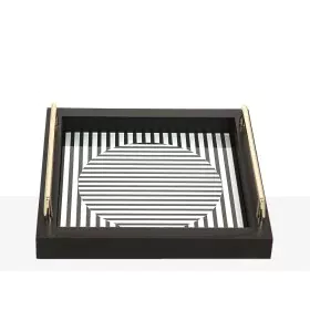 Tray Romimex White Black Glass 27 x 6 x 27 cm by Romimex, Plates and dishes - Ref: D1617331, Price: 38,62 €, Discount: %