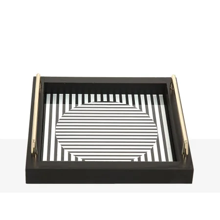 Tray Romimex White Black Glass 27 x 6 x 27 cm by Romimex, Plates and dishes - Ref: D1617331, Price: 42,18 €, Discount: %