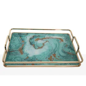 Tray Romimex White Golden Glass 38 x 6 x 26 cm by Romimex, Plates and dishes - Ref: D1617348, Price: 68,58 €, Discount: %