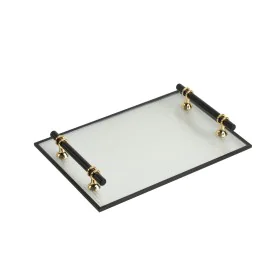 Tray Romimex Transparent Golden Metal Glass 31 x 4 x 20 cm by Romimex, Plates and dishes - Ref: D1617356, Price: 26,57 €, Dis...