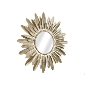 Wall mirror Romimex Golden Metal Feathers 90 x 80 x 4 cm Circular by Romimex, Wall-Mounted Mirrors - Ref: D1617376, Price: 18...