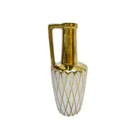 Vaso Romimex Branco/Dourado Cerâmica 13 x 30 x 13 cm de Romimex, Jarrões - Ref: D1617407, Preço: 36,87 €, Desconto: %