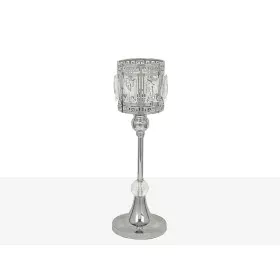 Candleholder Romimex Silver Metal Glass 12 x 32 x 12 cm Wineglass by Romimex, Candelabras and candle holders - Ref: D1617491,...