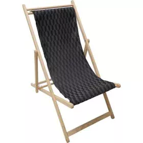 Chaise longue Jardin Prive Noir Géométrique 132 x 55 x 35 cm Bois de hêtre de Jardin Prive, Bains de soleil - Réf : S7189440,...