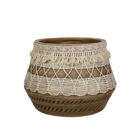 Cache-pot Romimex Beige Résine Avec franges 31 x 30 x 31 cm de Romimex, Cache-pots - Réf : D1618060, Prix : 79,58 €, Remise : %