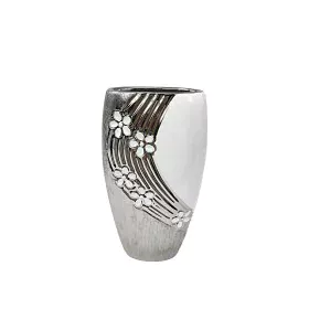 Vase Romimex White Silver Ceramic 14 x 25 x 8 cm by Romimex, Vases - Ref: D1618215, Price: 17,51 €, Discount: %