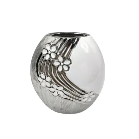 Vase Romimex White Silver Ceramic Spherical 23 x 25 x 12 cm by Romimex, Vases - Ref: D1618216, Price: 30,01 €, Discount: %