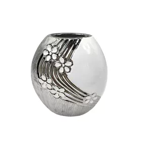 Vase Romimex White Silver Ceramic Spherical 23 x 25 x 12 cm by Romimex, Vases - Ref: D1618216, Price: 32,04 €, Discount: %