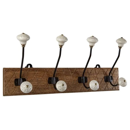 Wall mounted coat hanger Romimex Natural Wood Metal Ceramic 48 x 21 x 13 cm by Romimex, Wall Coat Racks - Ref: D1618338, Pric...