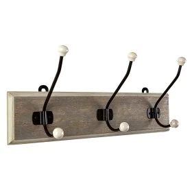 Wall mounted coat hanger Romimex Natural Wood Metal Ceramic 41 x 17 x 10 cm by Romimex, Wall Coat Racks - Ref: D1618340, Pric...