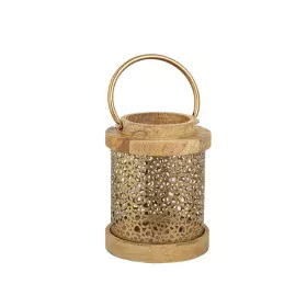 Lanterna Romimex Castanho Dourado Madeira Metal 16 x 22 x 16 cm de Romimex, Candelabros e suportes para velas - Ref: D1618361...