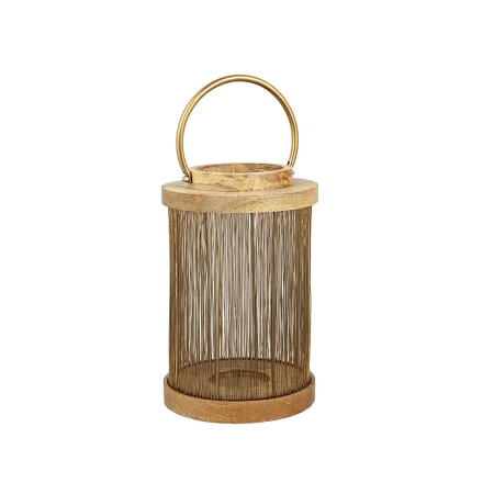 Lantern Romimex Brown Golden Wood Metal 20 x 32 x 20 cm by Romimex, Candelabras and candle holders - Ref: D1618362, Price: 56...