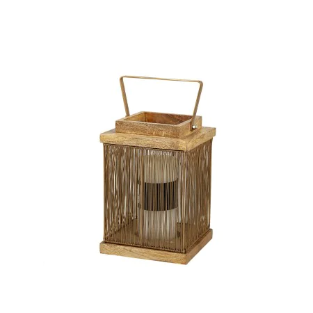 Lantern Romimex Brown Golden Wood Metal 15 x 22 x 15 cm by Romimex, Candelabras and candle holders - Ref: D1618365, Price: 42...