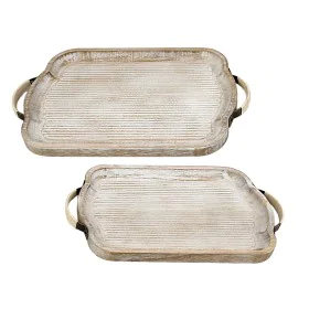 Set of trays Romimex Natural Wood 2 Pieces by Romimex, Plates and dishes - Ref: D1618376, Price: 56,65 €, Discount: %