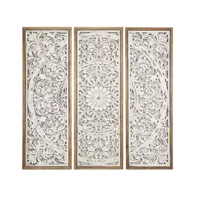 Set of 3 pictures Romimex White Natural MDF Wood 30 x 90 x 4 cm by Romimex, Paintings - Ref: D1618533, Price: 231,32 €, Disco...