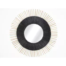 Wall mirror Romimex Black Natural Vegetable fibre 70 x 70 x 3 cm Circular by Romimex, Wall-Mounted Mirrors - Ref: D1618615, P...