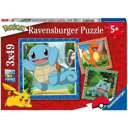 Set mit 3 Puzzeln Pokémon Ravensburger 05586 Bulbasaur, Charmander & Squirtle 147 Stücke von Pokémon, Klassische Puzzles - Re...