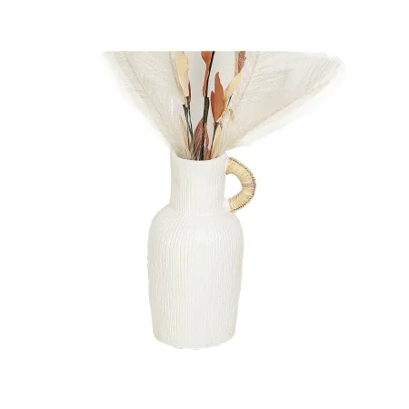 Vase Romimex Blanc Rotin Terre cuite 12 x 30 x 12 cm Avec poignée de Romimex, Vases - Réf : D1618674, Prix : 43,94 €, Remise : %