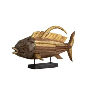 Decorative Figure Romimex Golden Wood Fish 80 x 50 x 20 cm by Romimex, Collectables - Ref: D1618818, Price: 126,32 €, Discoun...