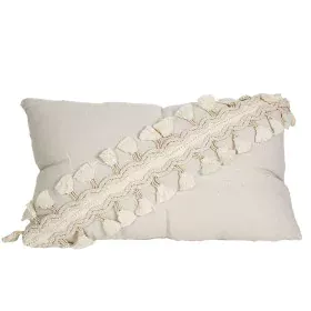 Cushion Romimex White Tassels 30 x 10 x 50 cm by Romimex, Cushions - Ref: D1619189, Price: 16,29 €, Discount: %