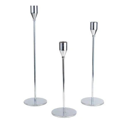 Set de Portavelas Romimex Plateado Metal 32 x 4 x 12 cm 3 Piezas de Romimex, Candelabros y portavelas - Ref: D1619414, Precio...